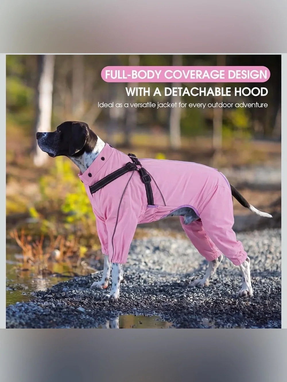 QBLEEV Lightweight Dog Windbreaker, Waterproof Outdoor Jacket, Pink, 2XL Waterpr